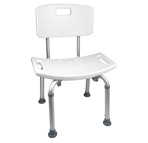 Shower chair with back, non-slip feet